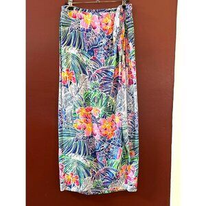 Jams World Women's Palmeria Tropical Floral Wrap Sarong Skirt Vibrant Colors Med